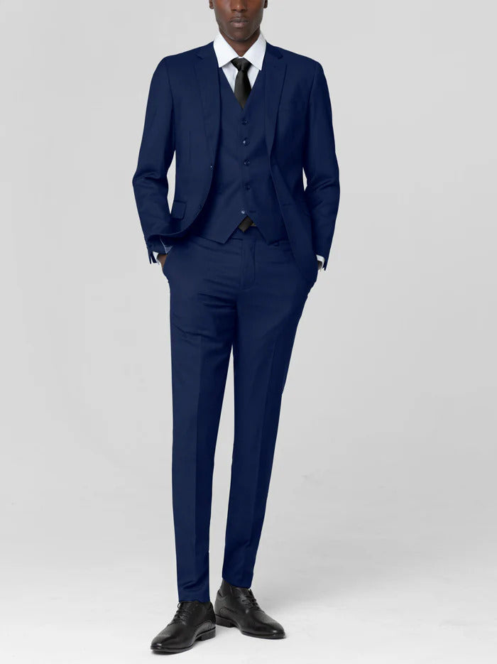 Royal Blue Birdseye Modern 2-Button Three Piece Suit – SuitUSA