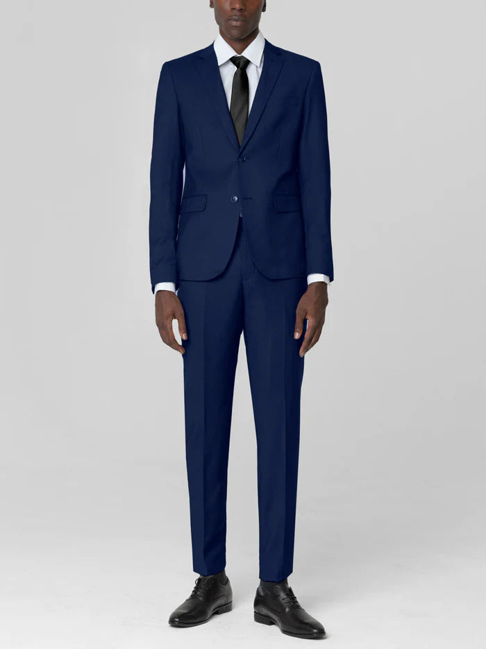 Mens Two Button Royal Blue Birdseye Suit – SuitUSA