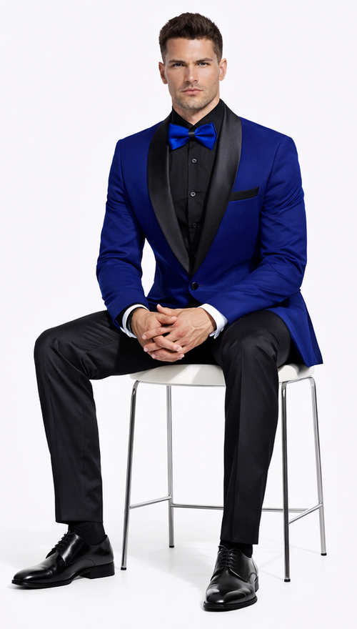 Royal Blue Velvet Tuxedo Jacket with Shawl Lapel – Slim Fit