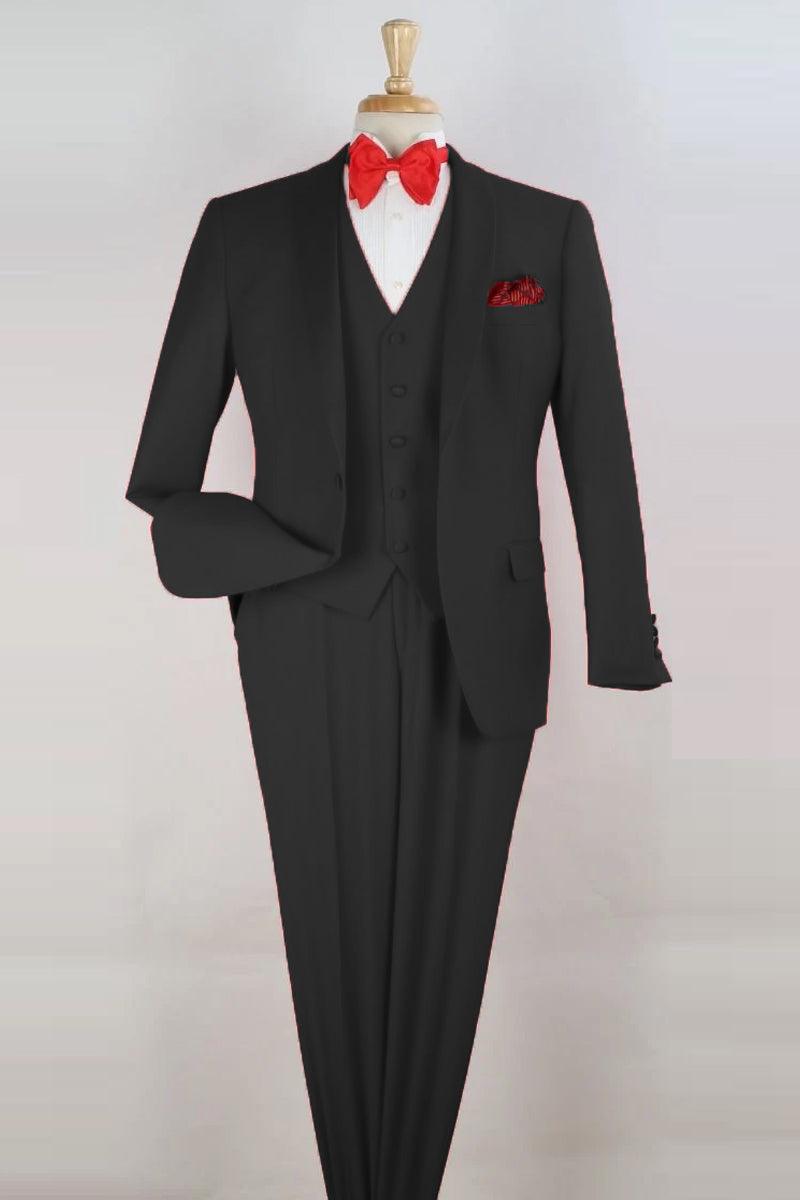 Royal Diamond Black 1-Button Vested Shawl Tuxedo: Modern Fit - USA Men's Outlet – SuitUSA