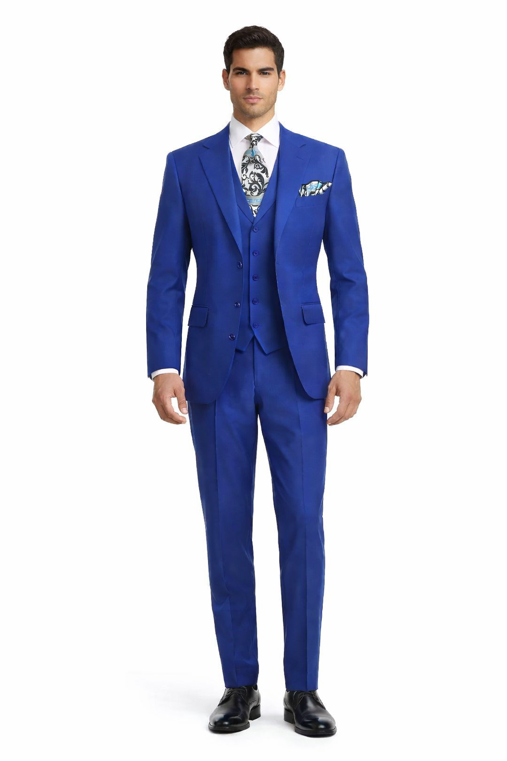 Apollo King "Classic Fit Men's Three-Button Vested Suit - Royal Blue" – SuitUSA
