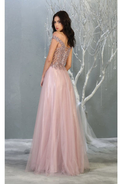 Royal Queen RQ7864 Off-Shoulder Embellished Prom Dress