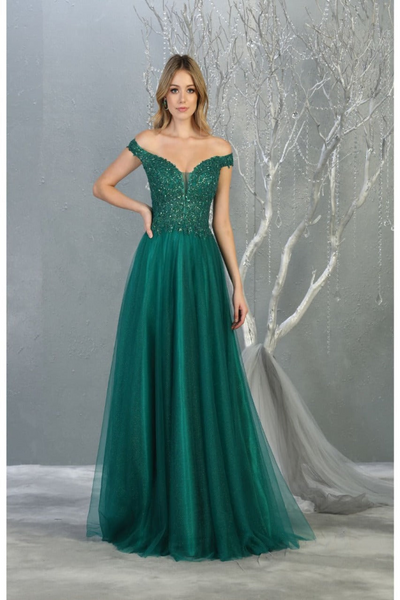 Royal Queen RQ7864 Off-Shoulder Embellished Prom Dress