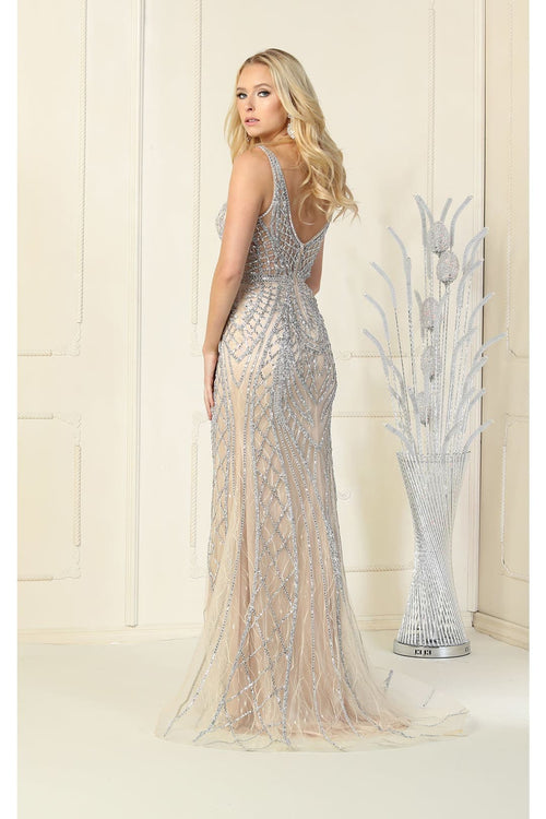 Royal Queen RQ7931 Embellished Sleeveless V-Neck Mermaid Formal Prom Gown