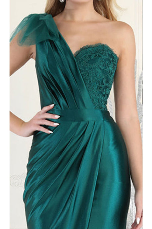 One Shoulder Formal Evening Dress Pleated Long Mermaid Prom Gown-New Collection