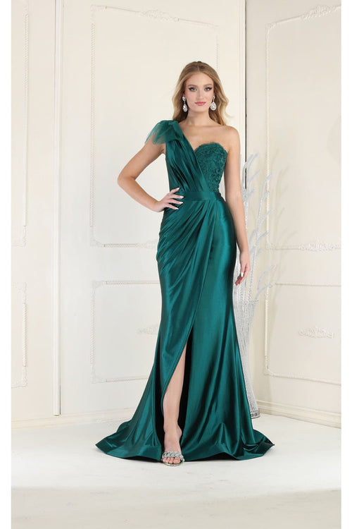 One Shoulder Formal Evening Dress Pleated Long Mermaid Prom Gown-New Collection