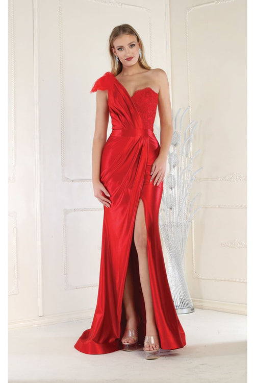 One Shoulder Formal Evening Dress Pleated Long Mermaid Prom Gown-New Collection