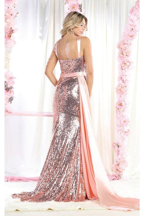 Royal Queen RQ7964 Queen Anne Neckline Sequin Prom Dress