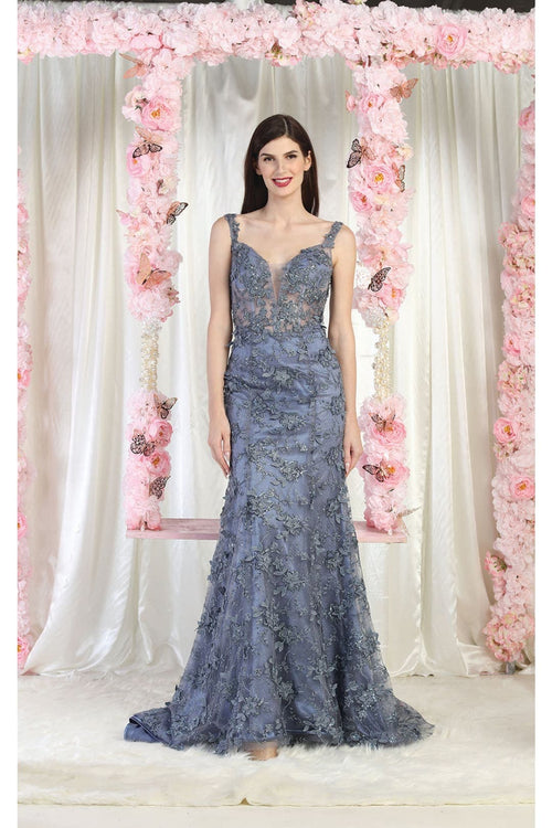 Royal Queen RQ7982 3D Leaf Applique Special Occasion Evening Gown