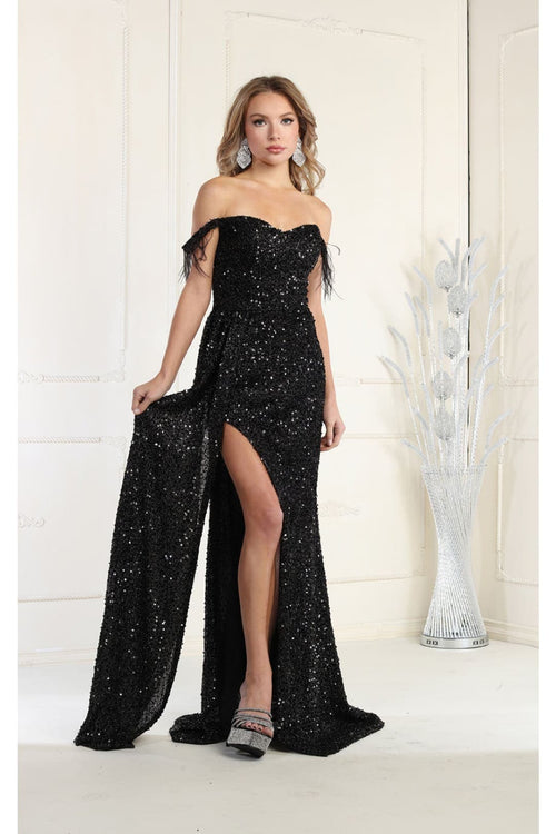 Royal Queen RQ7988 Off The Shoulder Sequin Formal Prom Dress