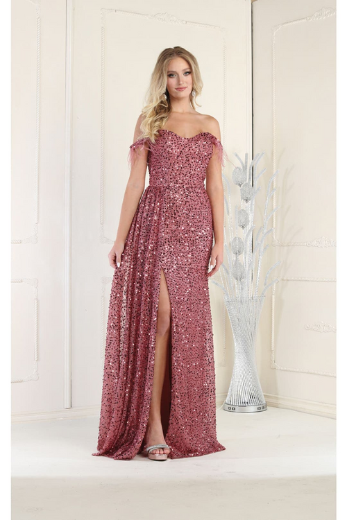 Royal Queen RQ7988 Off The Shoulder Sequin Formal Prom Dress