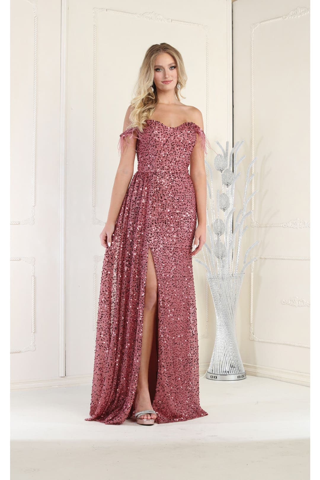Royal Queen RQ7988 Off The Shoulder Sequin Formal Prom Dress