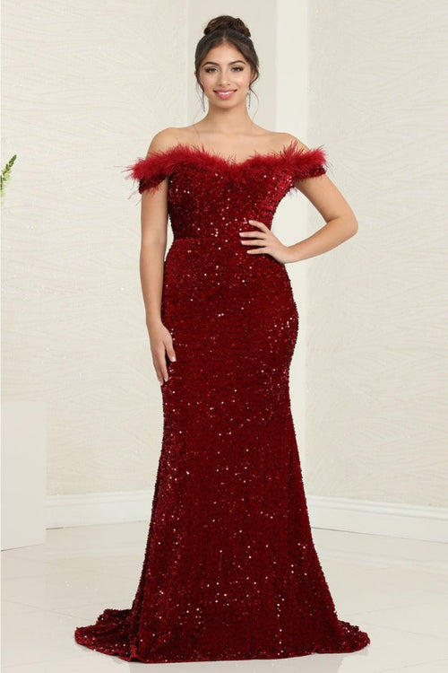 Sweetheart Sequin Long Red Carpet Gown