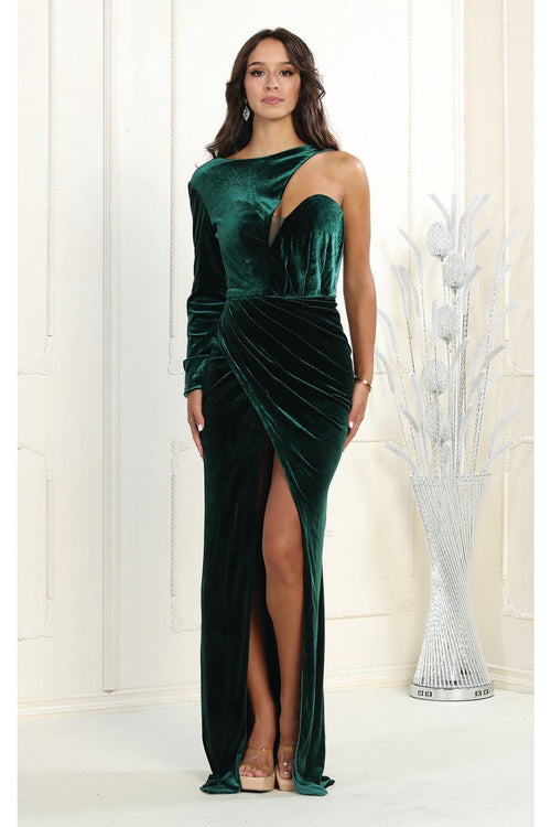 One Shoulder Velvet Evening Gown RQ7999