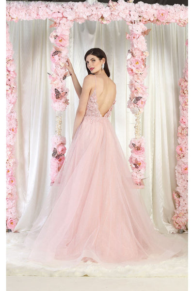 Royal Queen RQ8024 Spaghetti Straps Floral Applique Long Pageant Gown