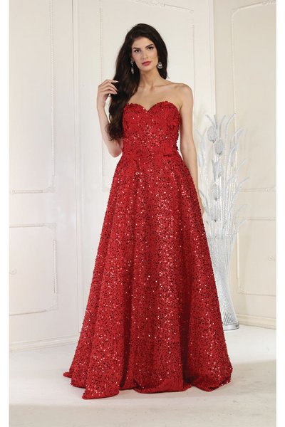 Sequin A-line Corset Prom Classy Formal Gown RQ8025