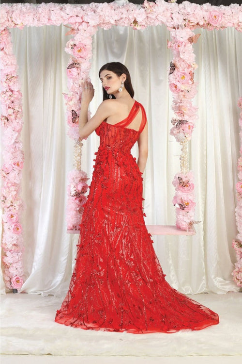 Royal Queen RQ8027 Illusion One Shoulder Embellished Evening Gown