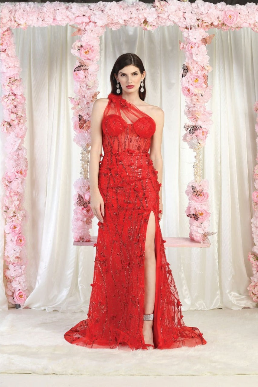Royal Queen RQ8027 Illusion One Shoulder Embellished Evening Gown