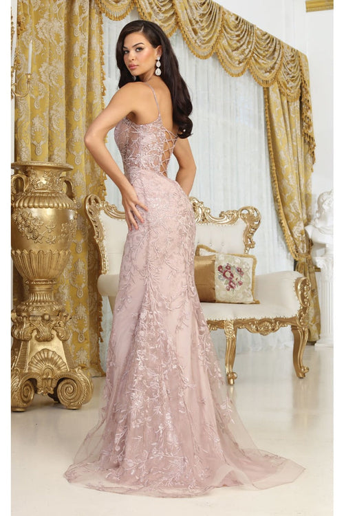 Royal Queen RQ8046 Sheer Corset Top Embroidered Prom Evening Gown