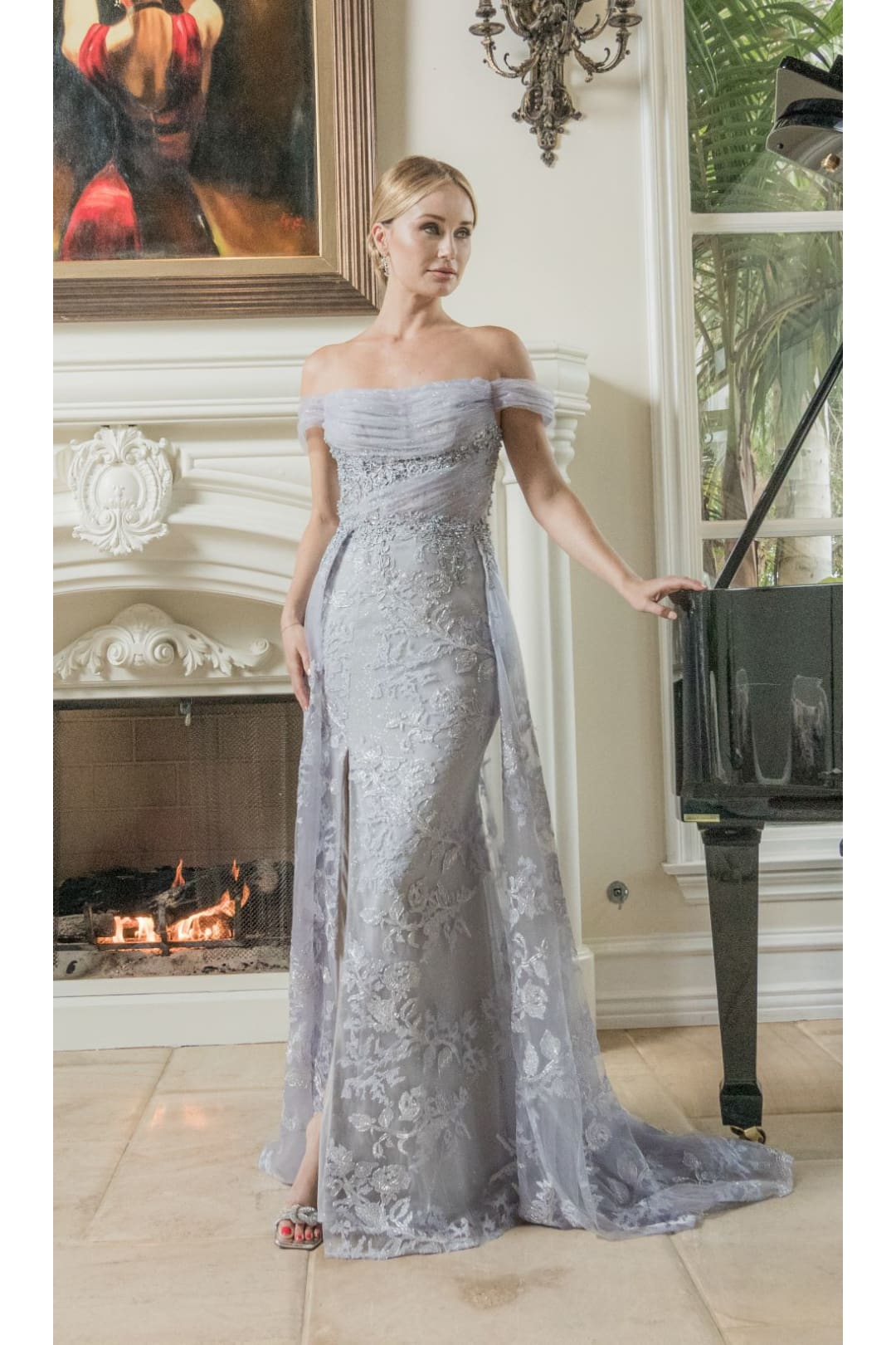Royal Queen RQ8053 Off Shoulder Lace Applpique Pageant Formal Dress