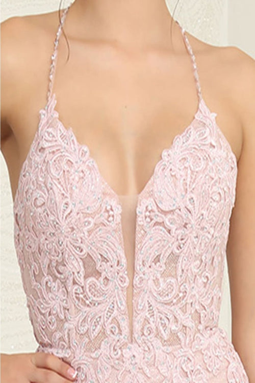 Sleeveless Glitter Mermaid Gala Gown