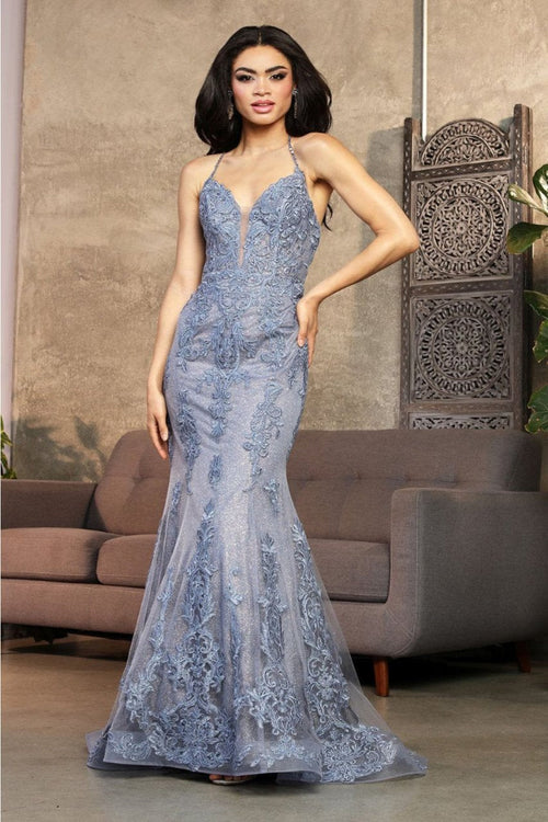 Sleeveless Glitter Mermaid Gala Gown