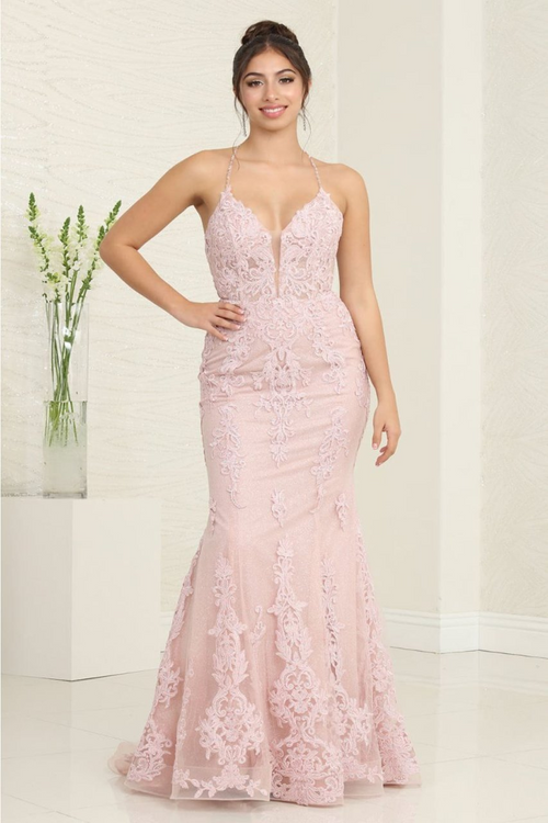 Sleeveless Glitter Mermaid Gala Gown