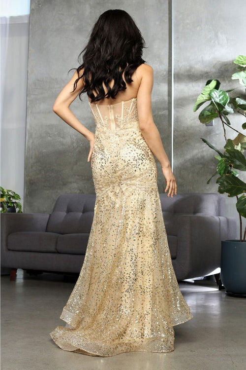 Royal Queen RQ8061 Sweetheart Corset Long Glitter Prom Gown