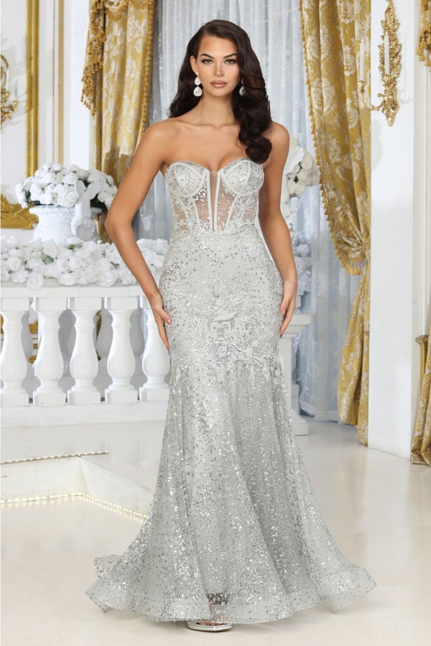 Royal Queen RQ8061 Sweetheart Corset Long Glitter Prom Gown
