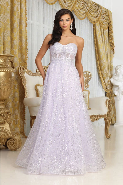 Royal Queen RQ8077 Embellished Corset Prom Sheer Sequin Gown