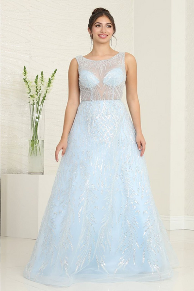 Royal Queen RQ8081 A-Line illusion Bodice Scoop Neck Gala Gown