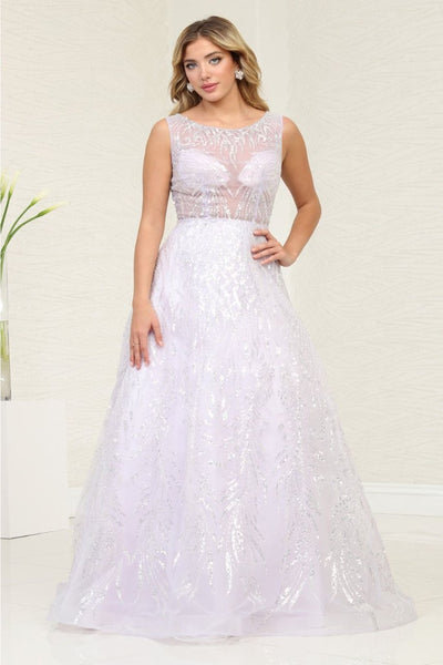 Royal Queen RQ8081 A-Line illusion Bodice Scoop Neck Gala Gown