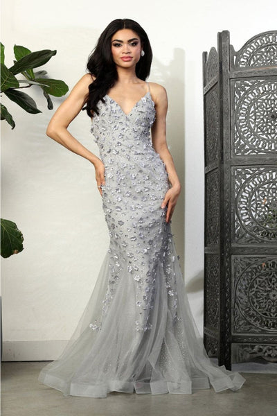 Royal Queen RQ8089 V-Neck 3D Floral Beaded Red Carpet Dress