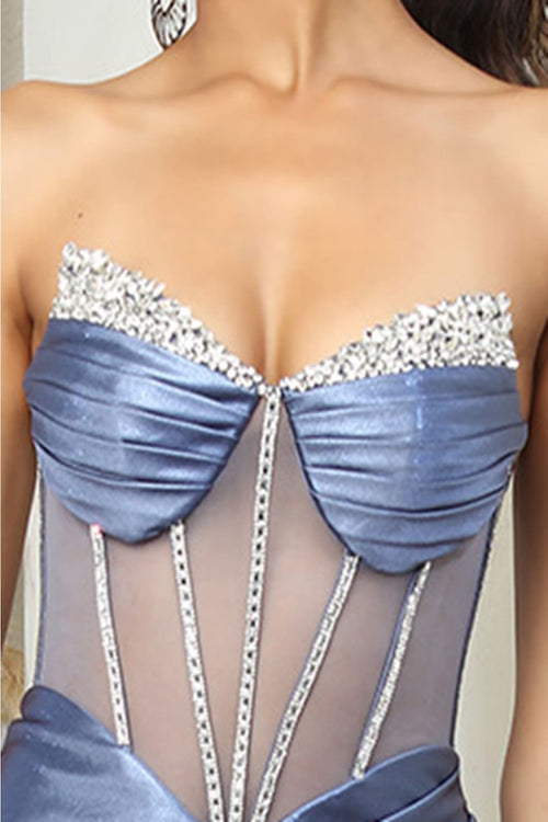 Royal Queen RQ8104 Draped Embellished High Slit Prom Evening Dress