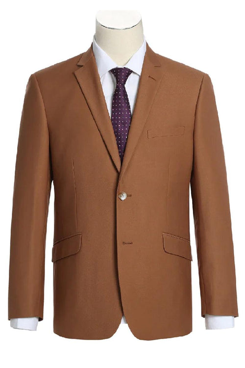"Rust Renoir Slim Fit Two-Button Mens Suit: Class Meets Comfort" - Elegant Mensattire