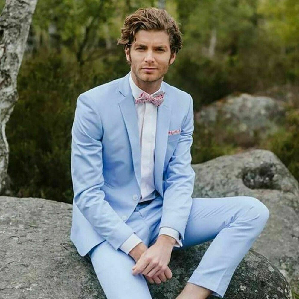 Blue and sale pink tux Baby Blue Prom Tuxedo by Renoirin