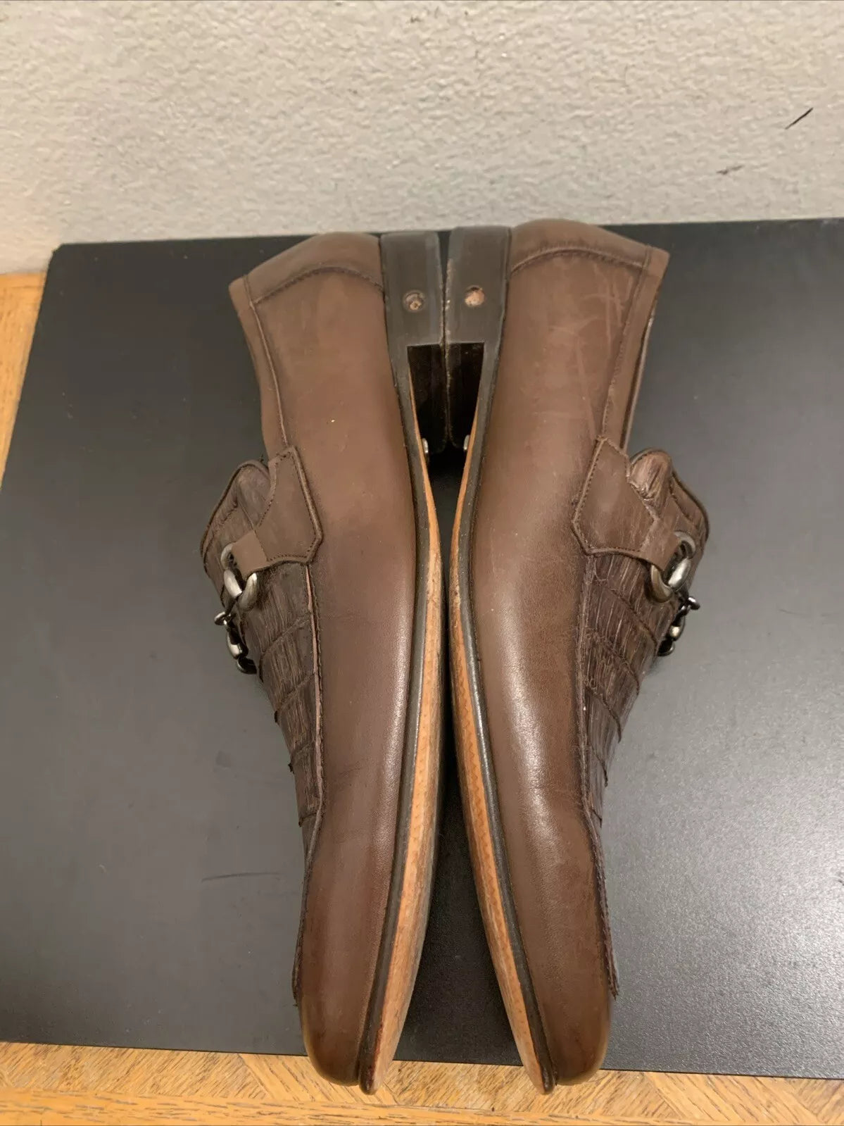 Men’s Regal Brown Slip-On Shoes – Genuine Crocodile & Calfskin Leather