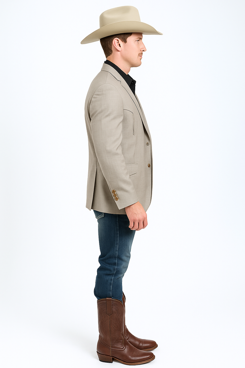 Saco Vaquero Western Blazer - Saco Para Hombre -Mens Double Button Western Taupe Blazer