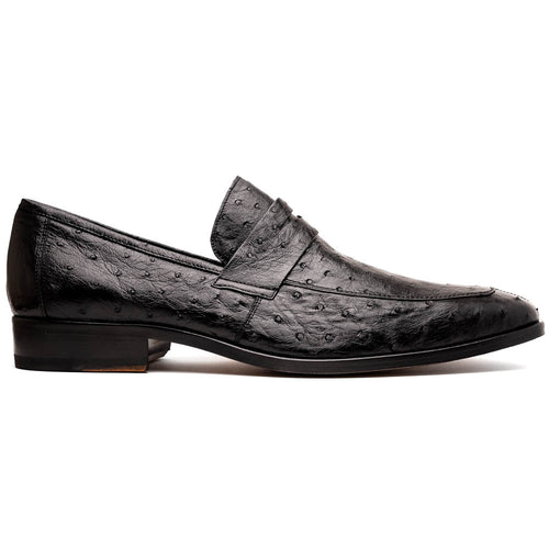 Marco Di Milano Salvatore Black Ostrich Penny Loafers