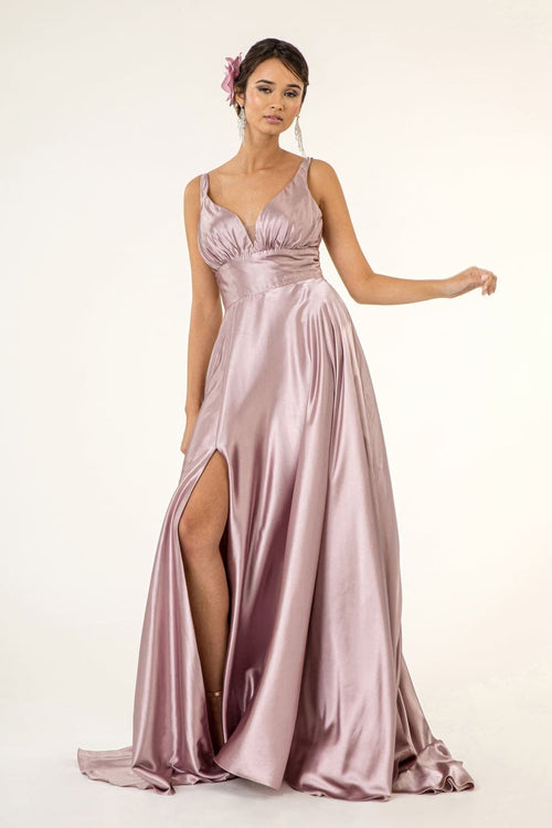 Satin V-Neck Bridesmaids Dress by Elizabeth K GL2963