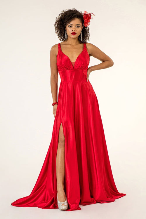 Satin V-Neck Bridesmaids Dress by Elizabeth K GL2963