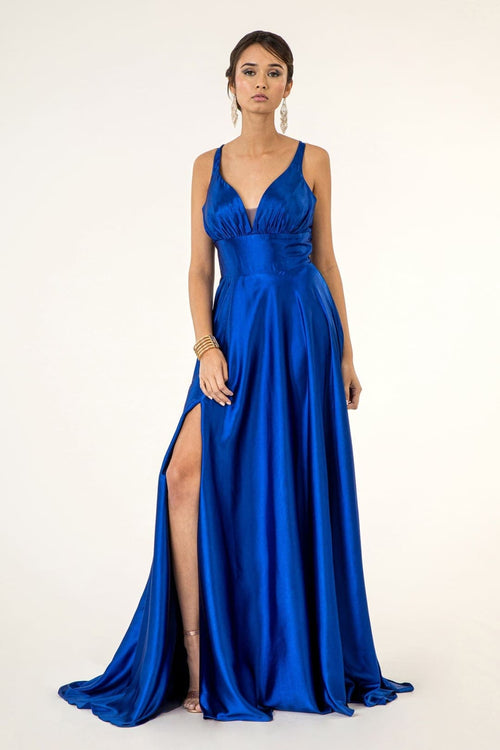 Satin V-Neck Bridesmaids Dress by Elizabeth K GL2963