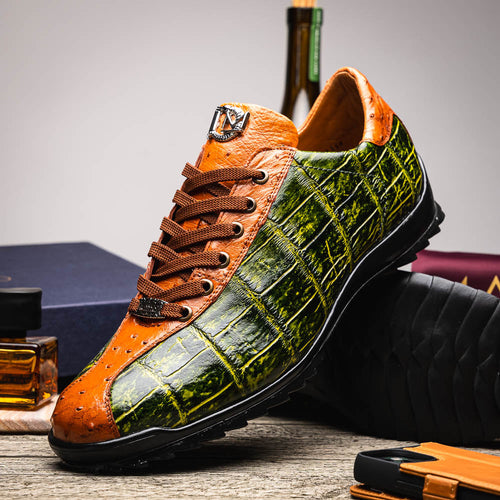 Marco_Di_Milano Saulo: Green & Cognac Leather Shoe