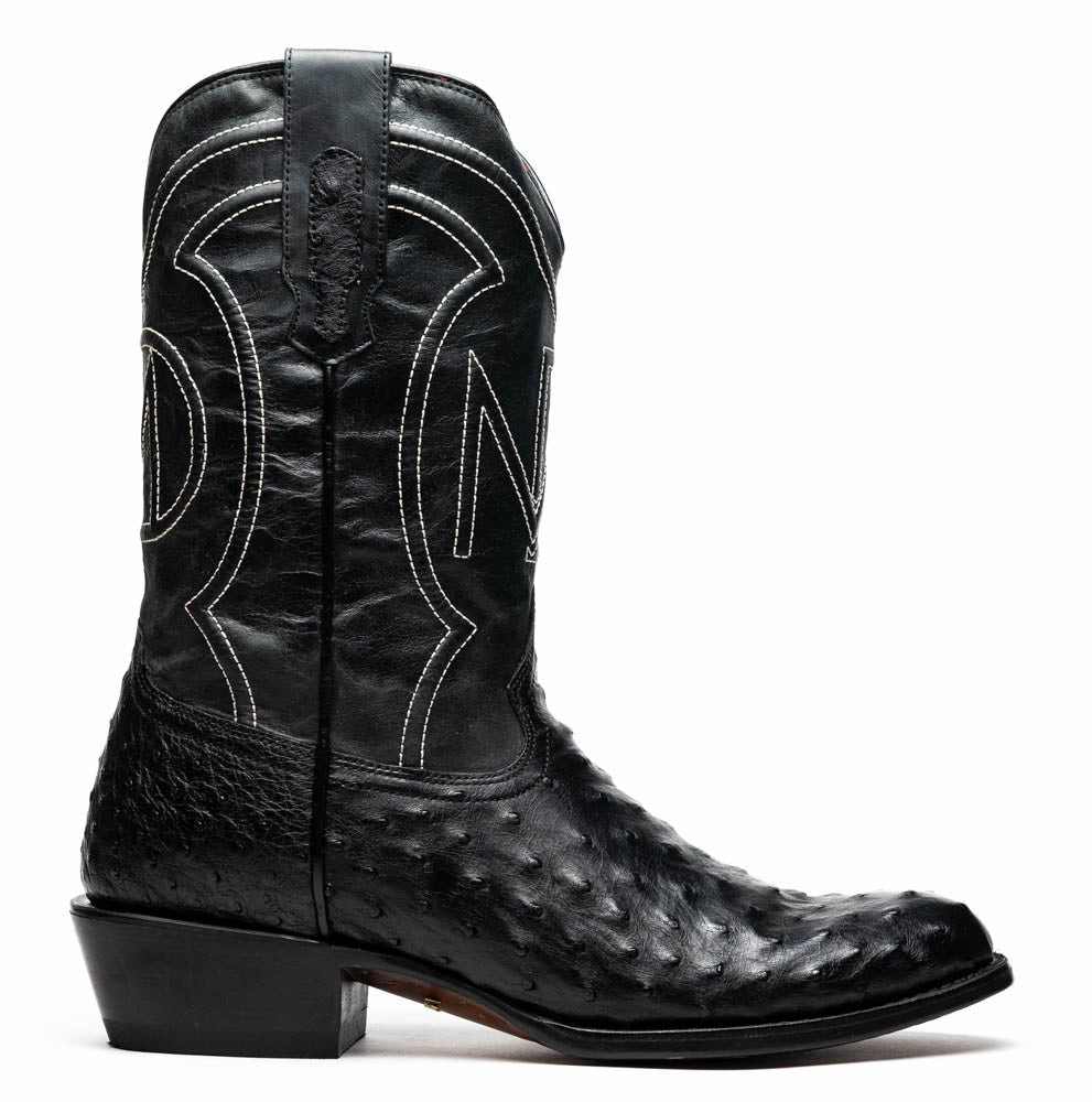 Marco Di Milano Savannah Black Ostrich Quill Round Toe Cowboy Boots