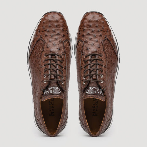 Marco Di Milano Scanno Brown Ostrich Quill Sneakers