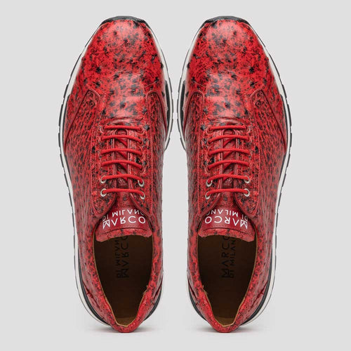 Marco Di Milano Scanno Red Ostrich Quill Sneakers