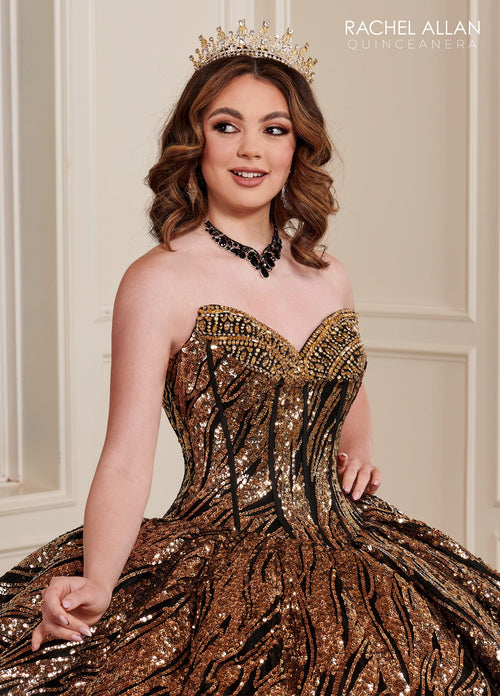 Rachel Allan RQ3121 Sequin Tulle Strapless Quinceanera Dress