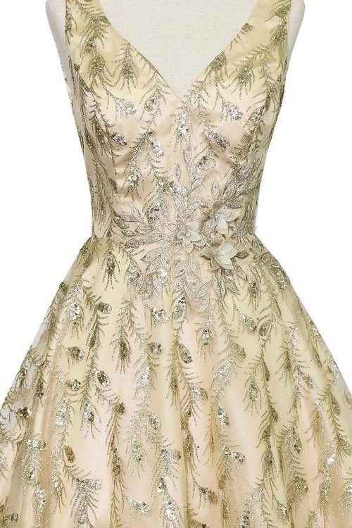 Short Glitter Print V-Neck Dress by Calla Collection KY-72534