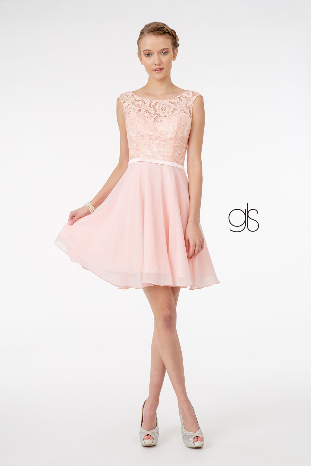 Short Lace Bodice Corset Back Dress by Elizabeth KGS2807