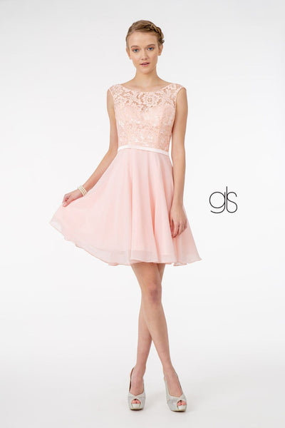 Short Lace Bodice Corset Back Dress by Elizabeth KGS2807